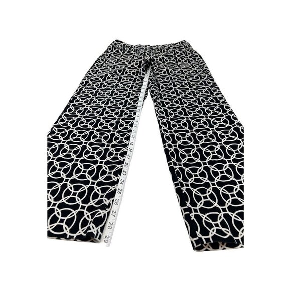 Talbots Womens 14 Velvet Straight‎ Leg Pants Stretch Black Geometric Vintage - Picture 3 of 6